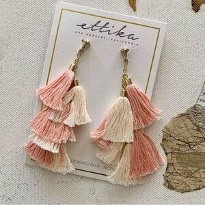 Ettika Pink Day Dreamer 18k Gold Plated Tassel Fringe Earrings
